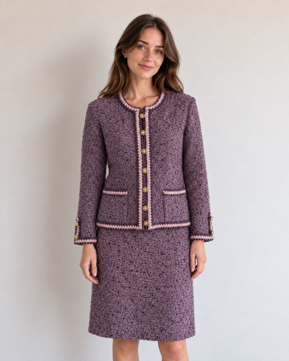 Vintage 1980s Castleberry Boucle Tweed Blazer Skirt Matching Set Wool Union Made